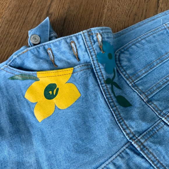 Misslook flower painted denim overalls - Picture 3 of 4